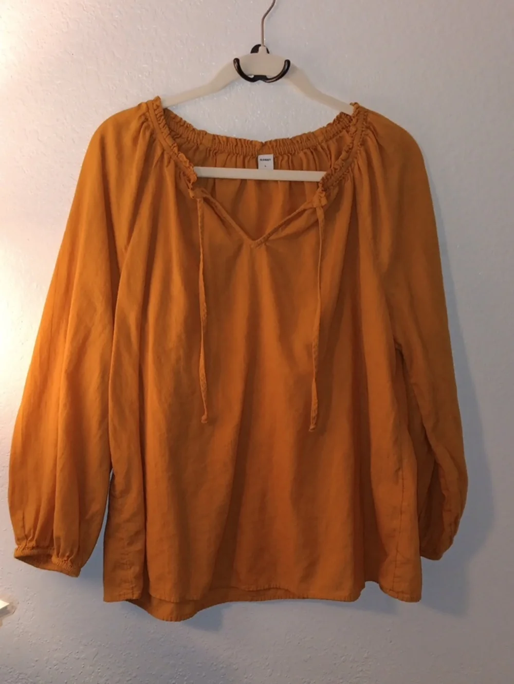 Old Navy Mustard Peasant Blouse with Tie